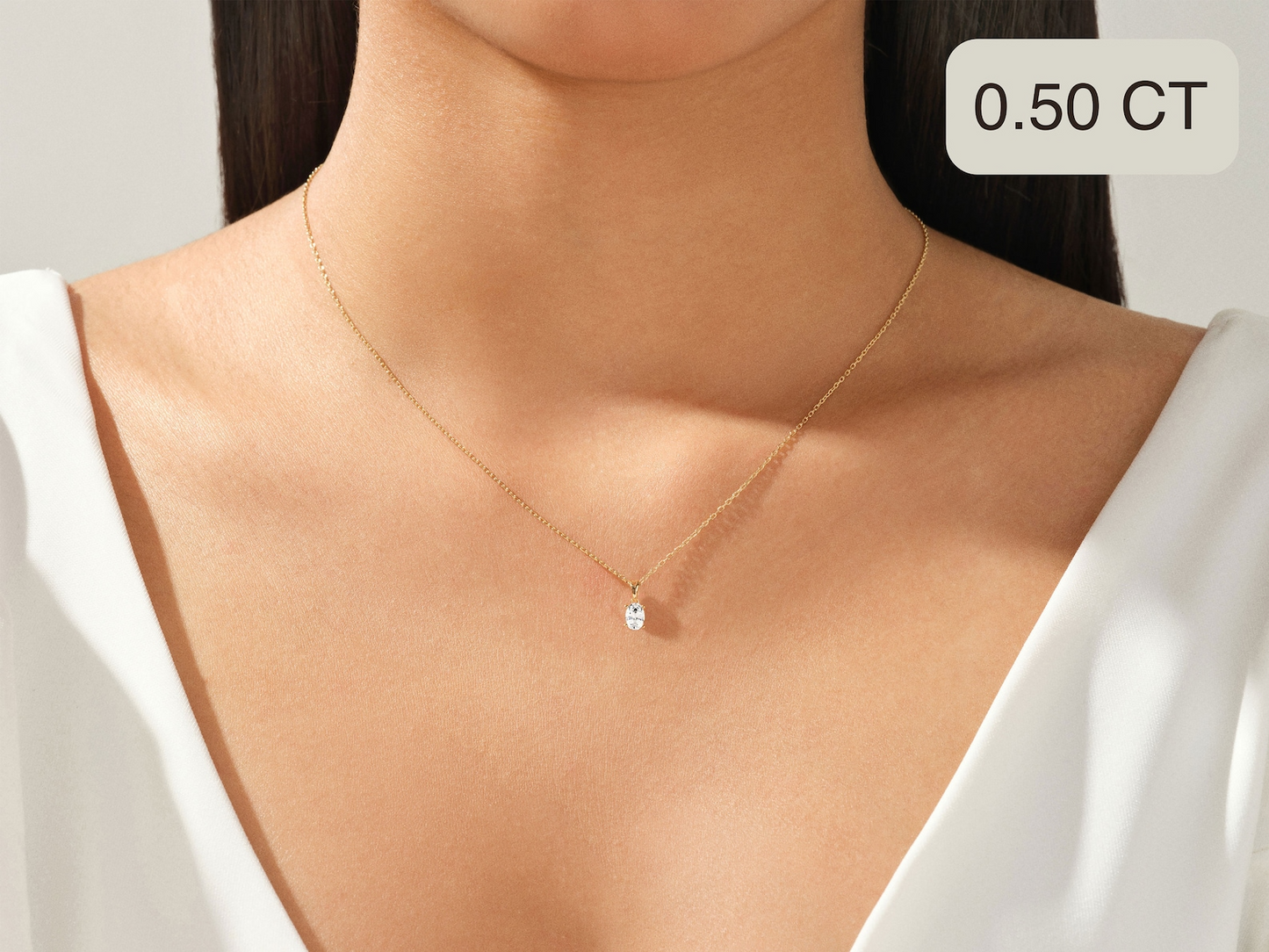Oval cut Diamond Solitaire Pendant - Prime & Pure