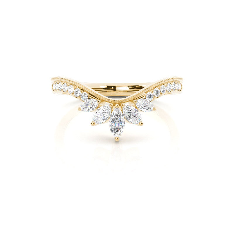 Micro Prong Set Diamond Marquise and Round Wedding Ring - Prime & Pure