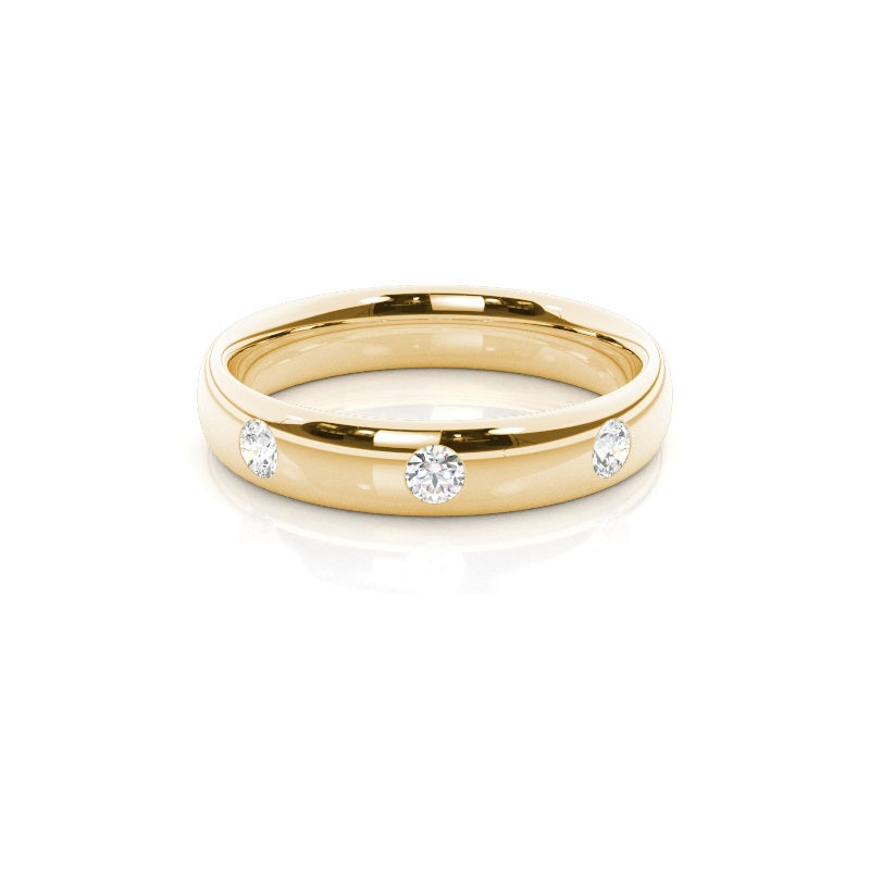 Studded Court Profile Comfort Fit Diamond Wedding Band - Prime & Pure