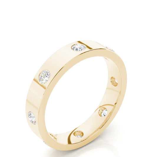 Studded Flat Comfort Fit Diamond Wedding Band - Prime & Pure