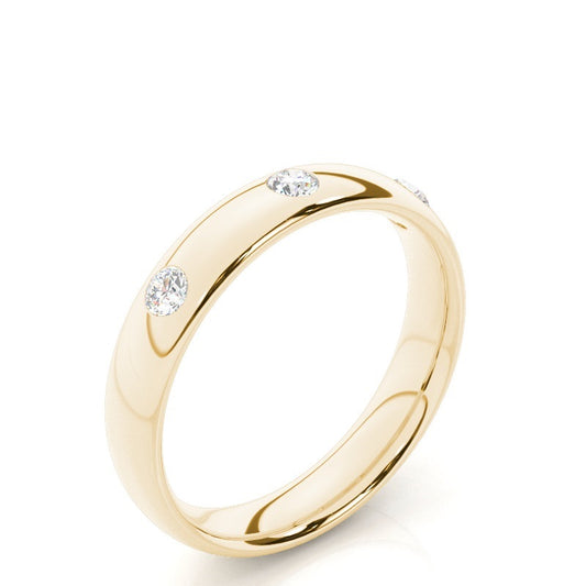 Studded Court Profile Comfort Fit Diamond Wedding Band - Prime & Pure