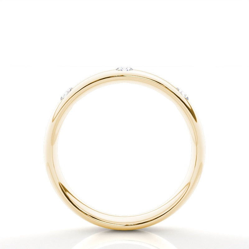Studded Court Profile Comfort Fit Diamond Wedding Band - Prime & Pure