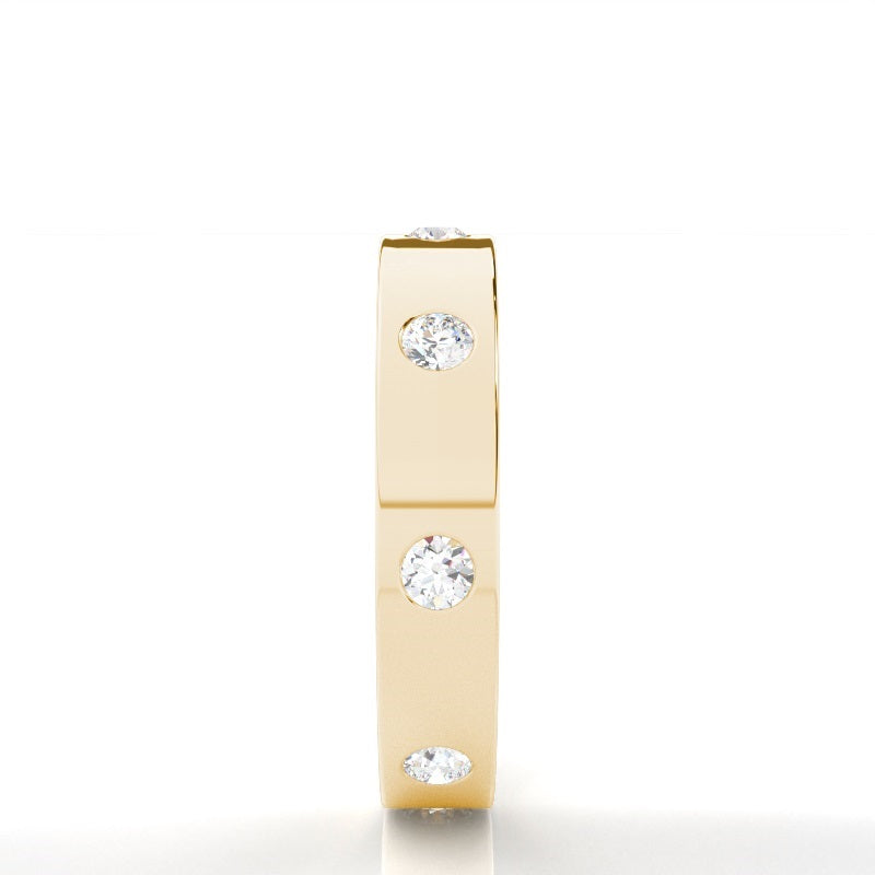 Studded Flat Comfort Fit Diamond Wedding Band - Prime & Pure