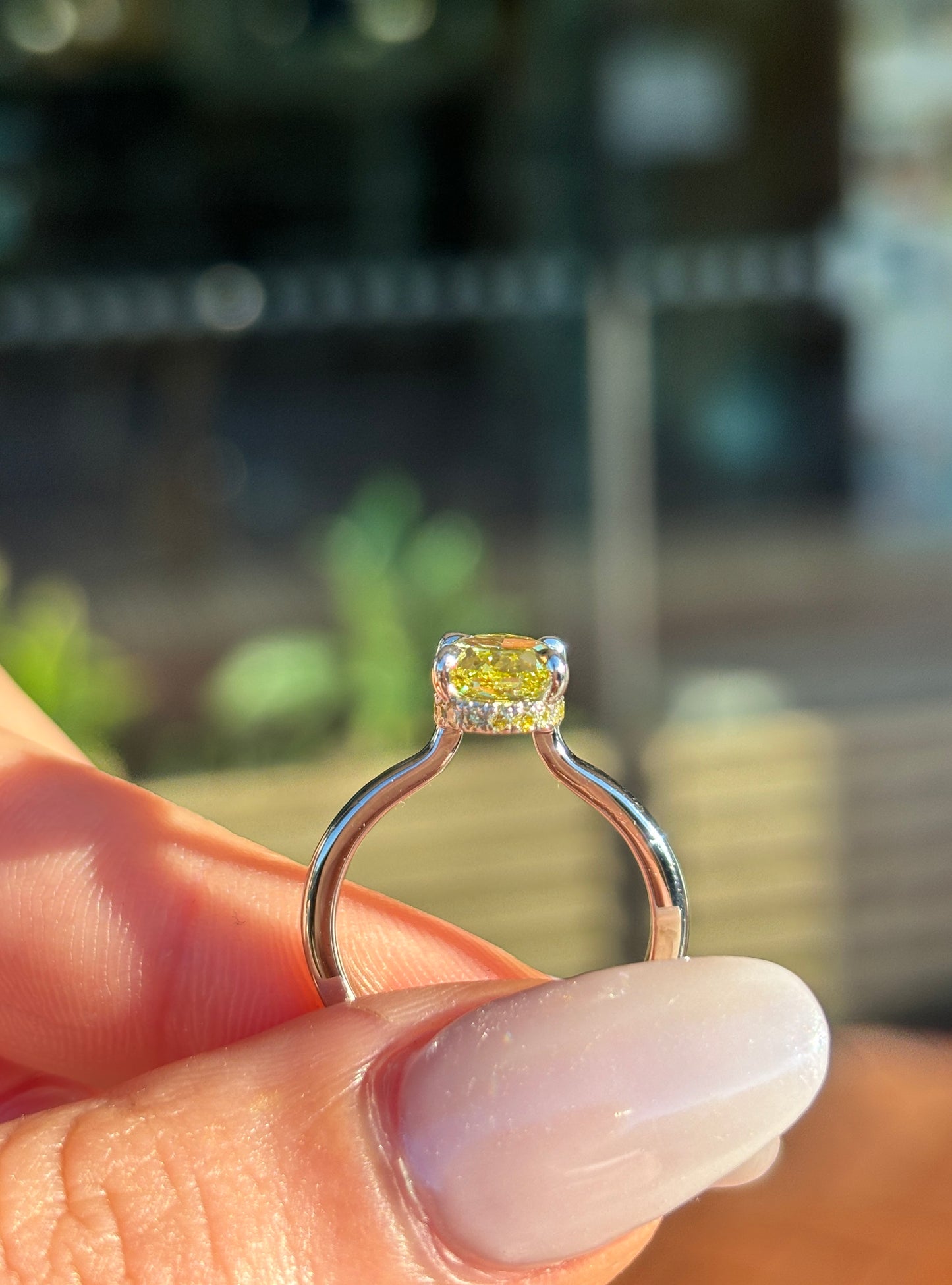 Al'mira – " 2ct " Fancy Yellow Oval Diamond Solitaire in 18k Gold With Hidden Halo (Ready) - Prime & Pure