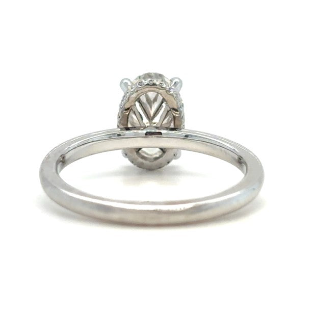 Laura– " 2.5ct " Oval Solitaire in 18k Gold with Hidden Halo Plain Band (Ready) - Prime & Pure