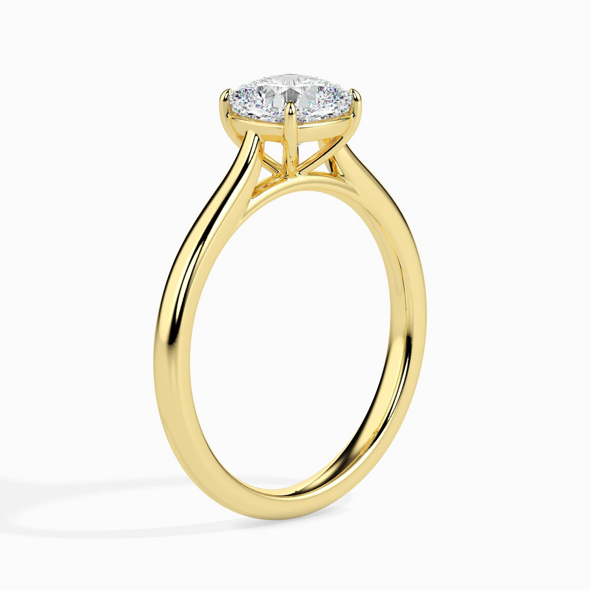 1ct D-VS1 Cushion Lab grown Diamond Solitaire ring in 18k Gold