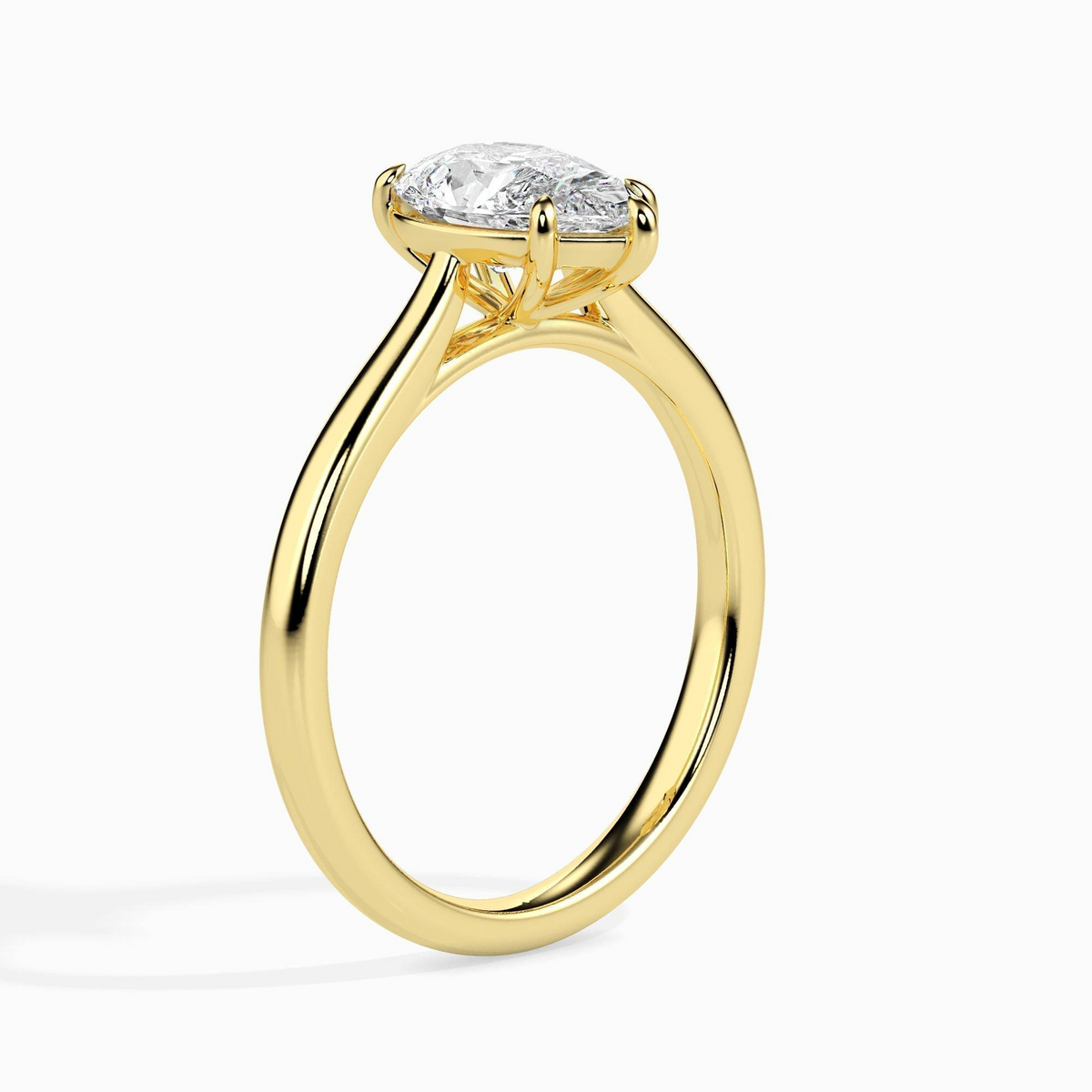 1ct D-VS1 Pear Lab grown Diamond Solitaire ring in 18k Gold