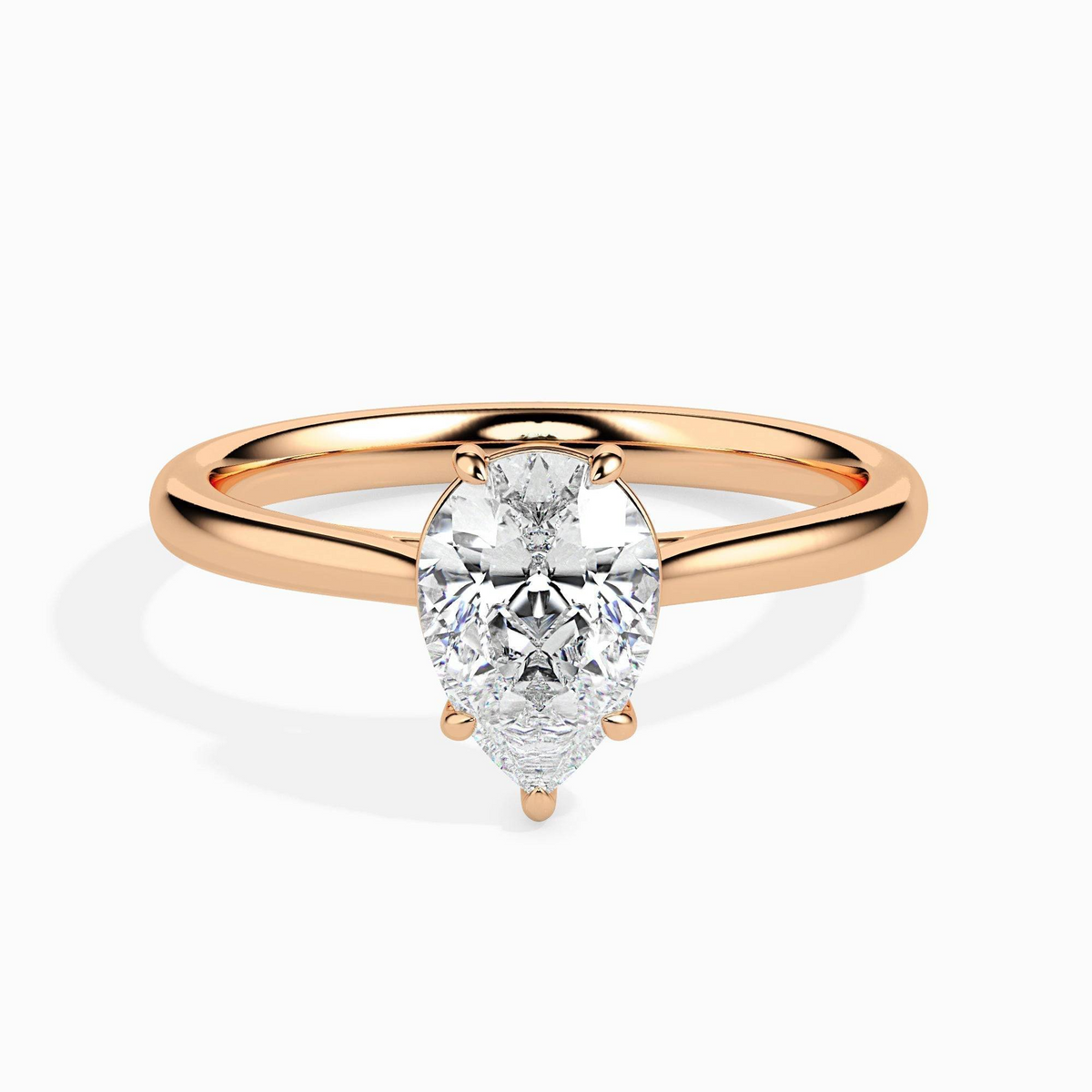 1ct D-VS1 Pear Lab grown Diamond Solitaire ring in 18k Gold