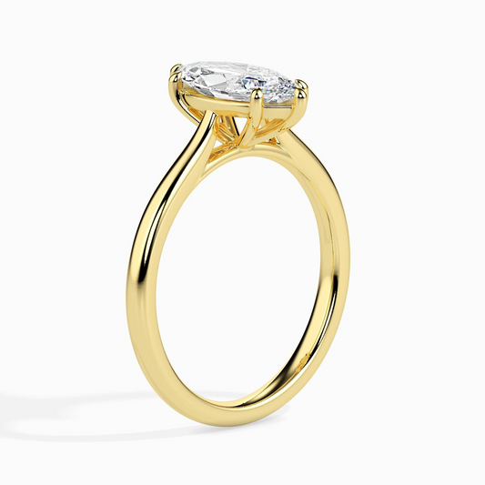 1ct D-VS1 Marquise Lab grown Diamond Solitaire ring in 18k Gold