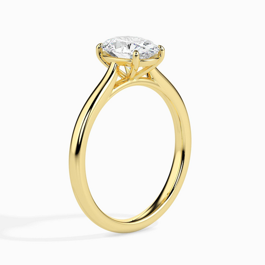 1ct D-VS1 Oval Lab grown Diamond Solitaire ring in 18k Gold