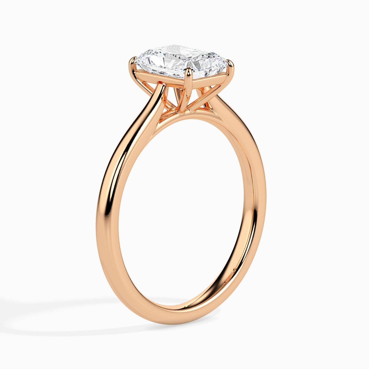 1ct D-VS1 Radiant Lab grown Diamond Solitaire ring in 18k Gold