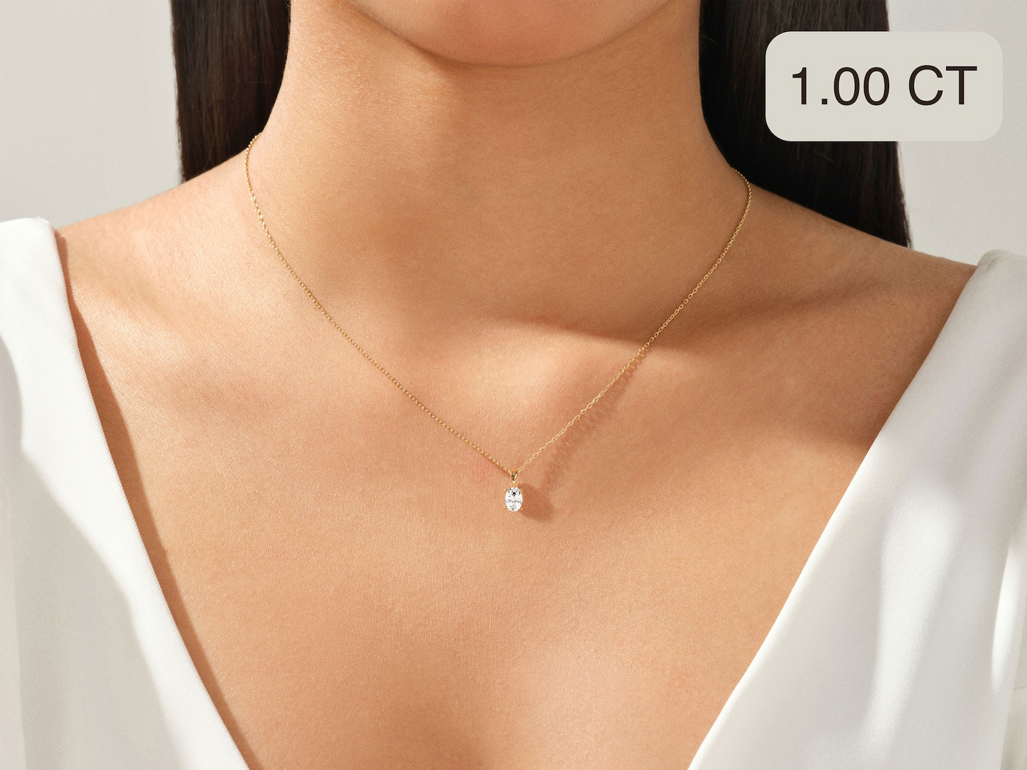 Oval cut Diamond Solitaire Pendant - Prime & Pure