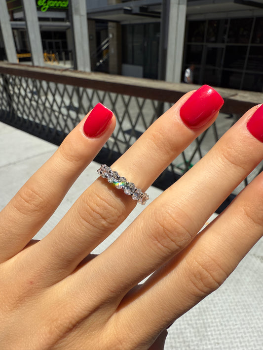 Frankie - Oval Basket Set Half Eternity Ring - Prime & Pure