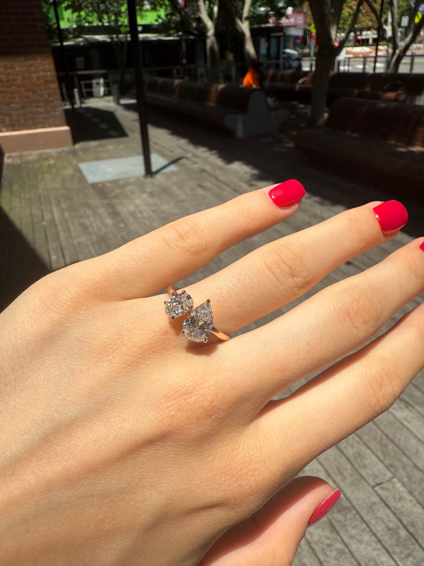 Tima – Toi et Moi Ring Pear cut 1.5ct and Oval cut 0.75ct Engagement Ring - Prime & Pure