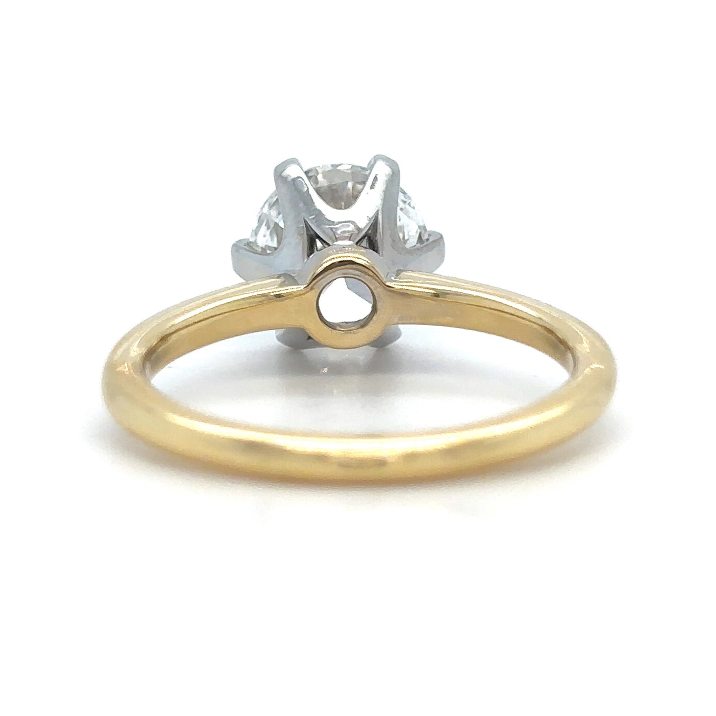 Caroline – " 2.5ct " Round Brilliant Solitaire in 18k Gold 2 Tone with 6 Claw Plain Band (Ready) - Prime & Pure