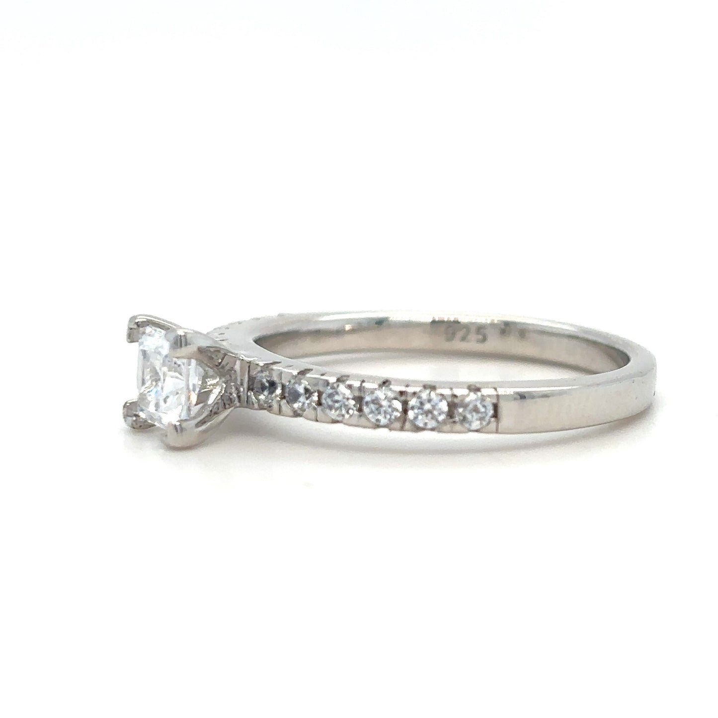 Carla - " 0.75ct " Princess Solitaire in 18k with Pave Band (Ready) - Prime & Pure