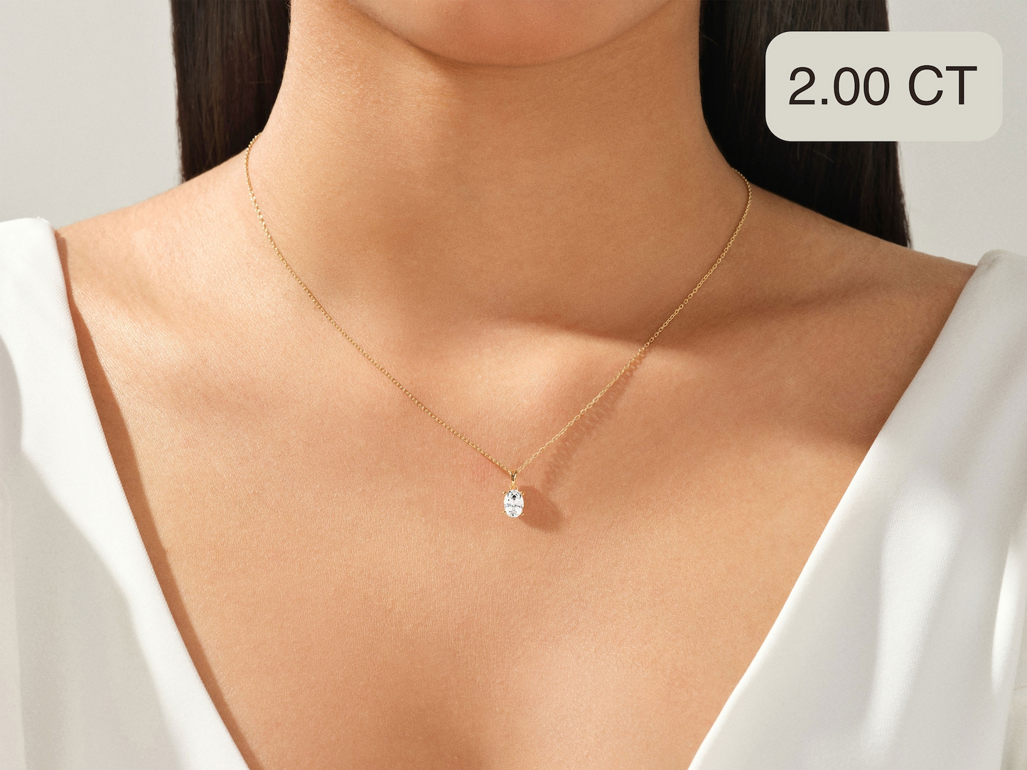 Oval cut Diamond Solitaire Pendant - Prime & Pure