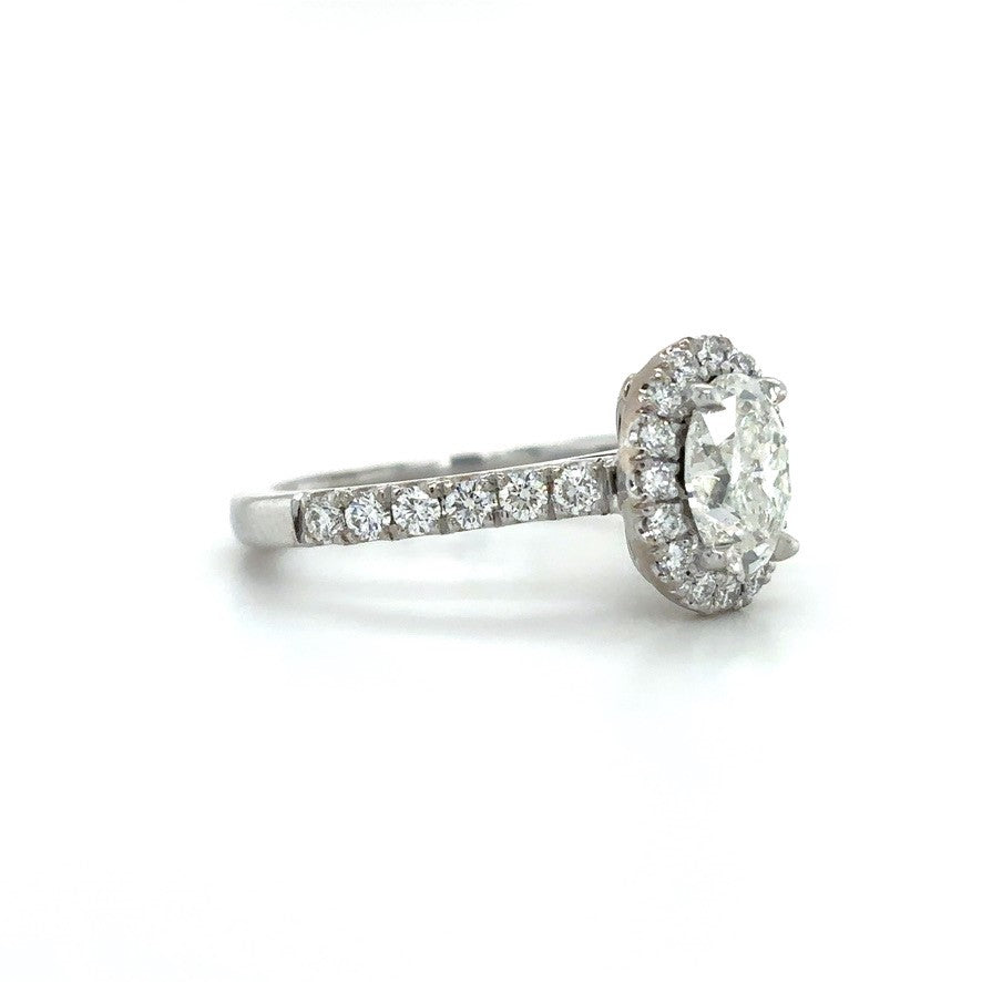 Leah - " 1.5ct " Oval Solitaire in 18k Gold With Halo And Pavé Band (Ready) - Prime & Pure