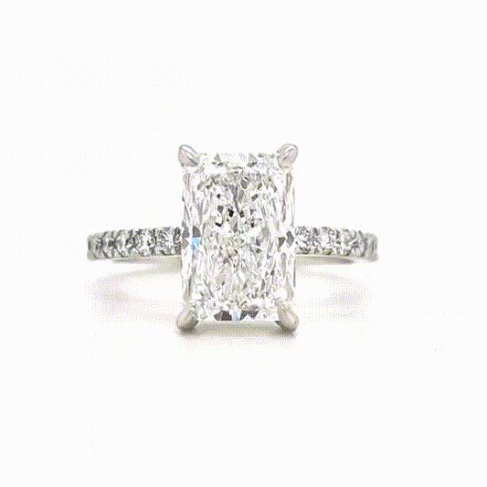 Liliana – " 3ct " Radiant Solitaire in 18k with Hidden Halo and Pavé Band (Ready) - Prime & Pure