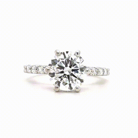 Riley – " 3.5ct " Round Solitaire in 18k Gold with Hidden Halo and Pavé Band (Ready) - Prime & Pure