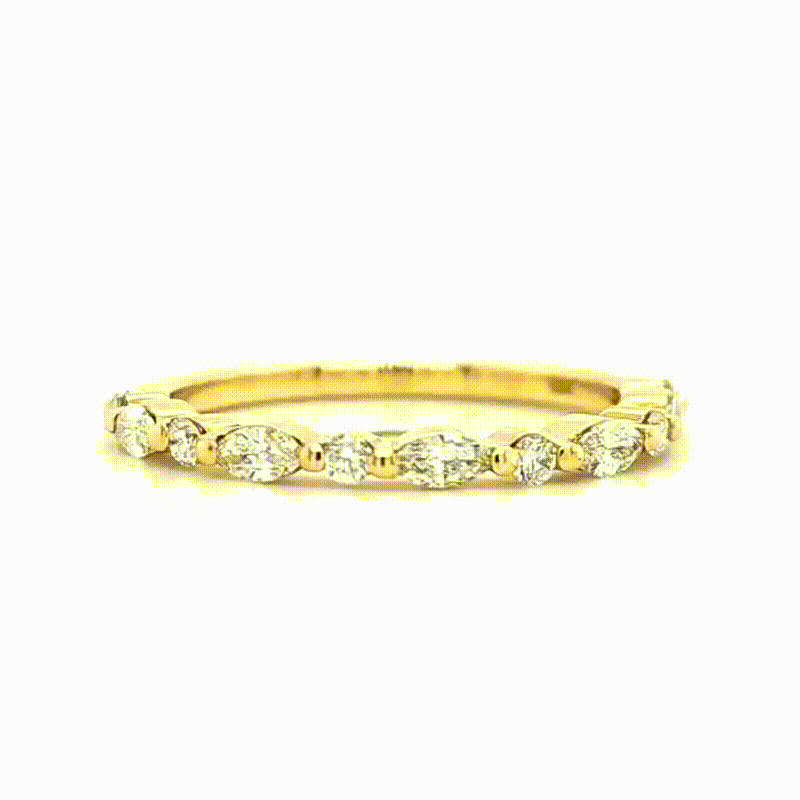 Eden - Round and Marquise Stones Wedding Ring - Prime & Pure