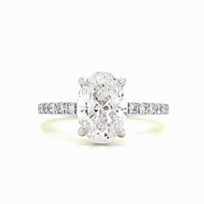 Hailey – " 2.5ct " Oval Solitaire in 18k with Hidden Halo and Pavé (Ready) - Prime & Pure
