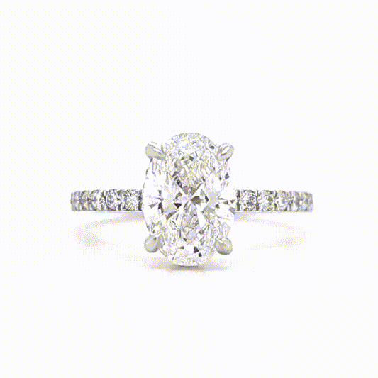 Hailey – " 2.5ct " Oval Solitaire in 18k with Hidden Halo and Pavé (Ready) - Prime & Pure