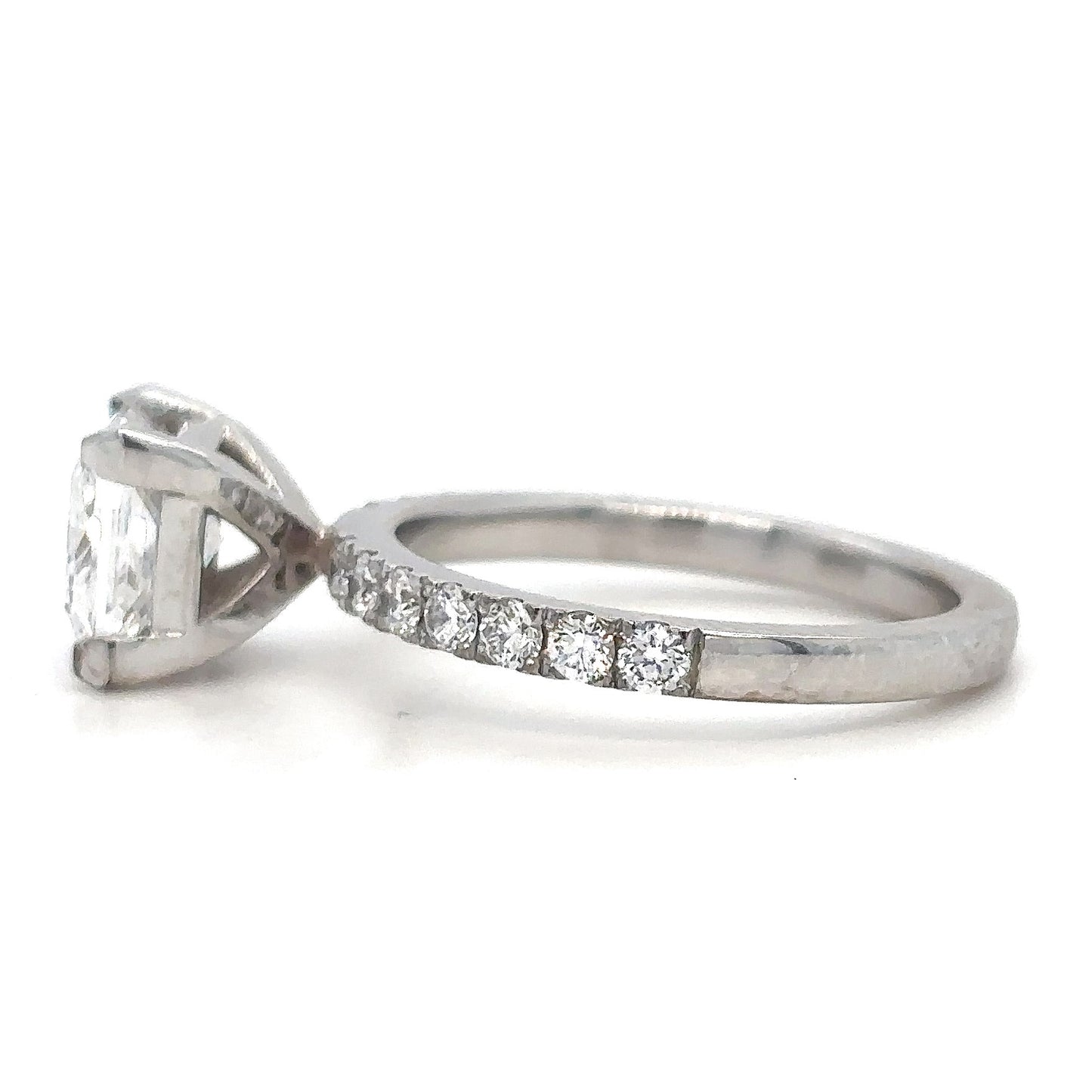 Cynthia - " 1.5ct " Princess Solitaire in 18k Gold with Half Pave set Band (Ready) - Prime & Pure