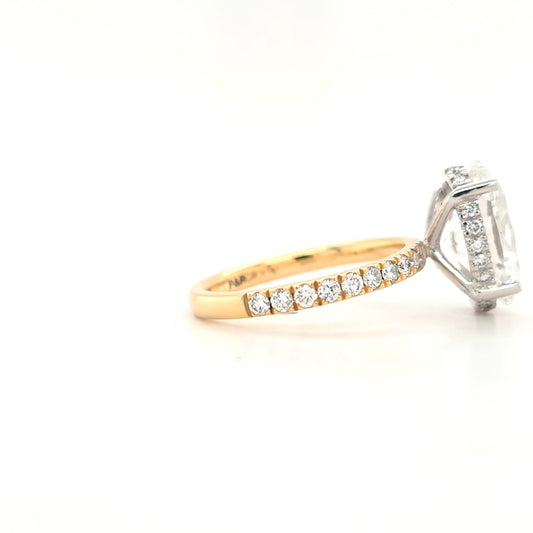 4.02ct D VS1 Oval Lab-Grown Diamond | Hidden Halo | Pavé Band | 2 Tone | Size M½
