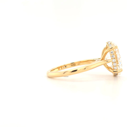 4.03ct D VS1 Oval Lab-Grown Diamond Hidden Halo | Plain Band | Cathedral Style | Diamond on Bridge | Size M½