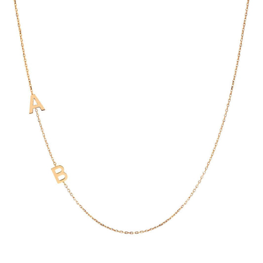 9k Gold Sideway Initial Necklace - Prime & Pure