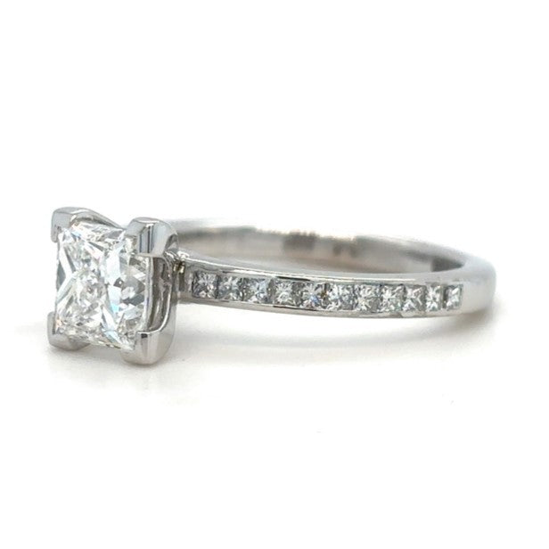 Annie - " 1.5ct " Princess Solitaire in 18k Gold with Channel set Band (Ready) - Prime & Pure