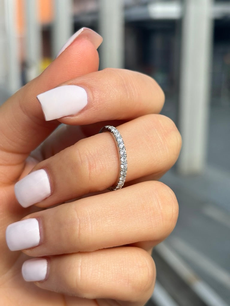 Olga - Half Pavé Wedding Ring - Prime & Pure