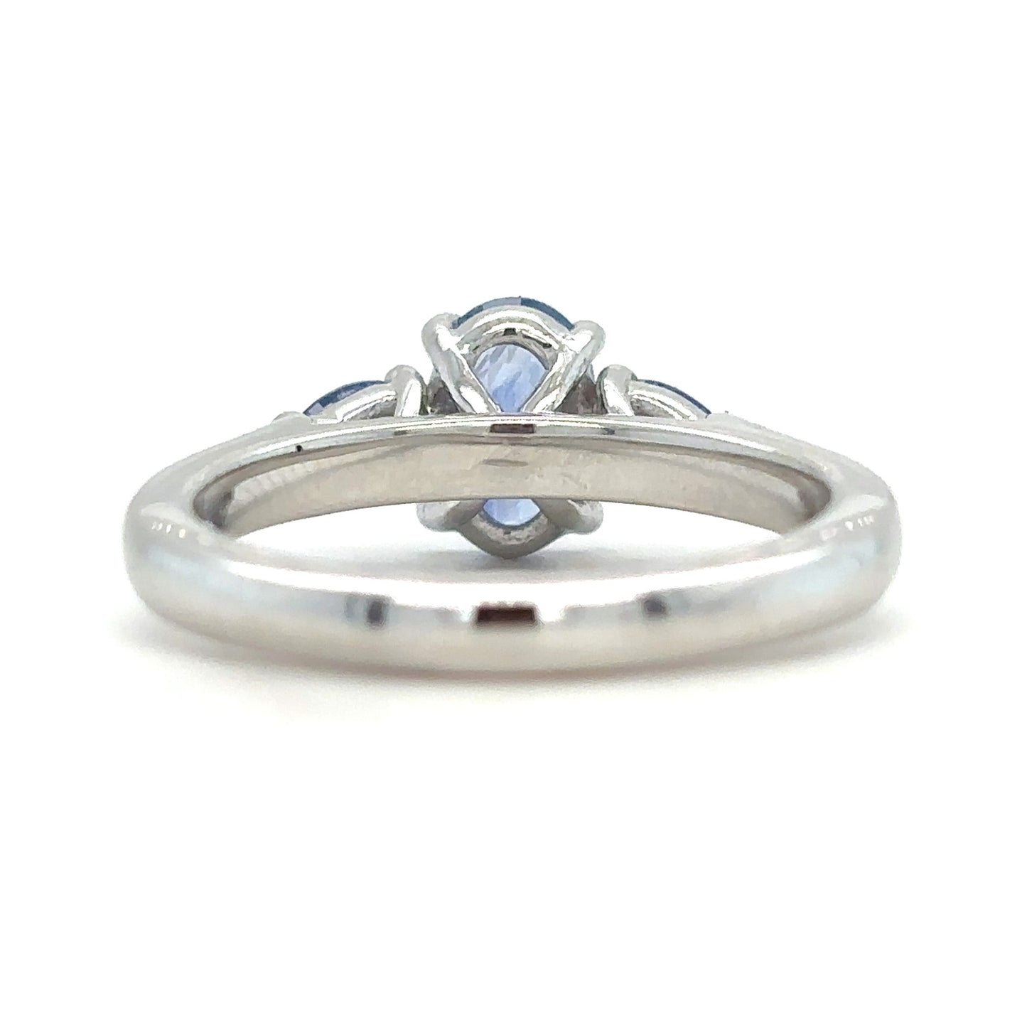 Alexa – " 1ct " Fancy Blue Oval Trilogy Ring in 18k with Pear cut side stones (Ready) - Prime & Pure
