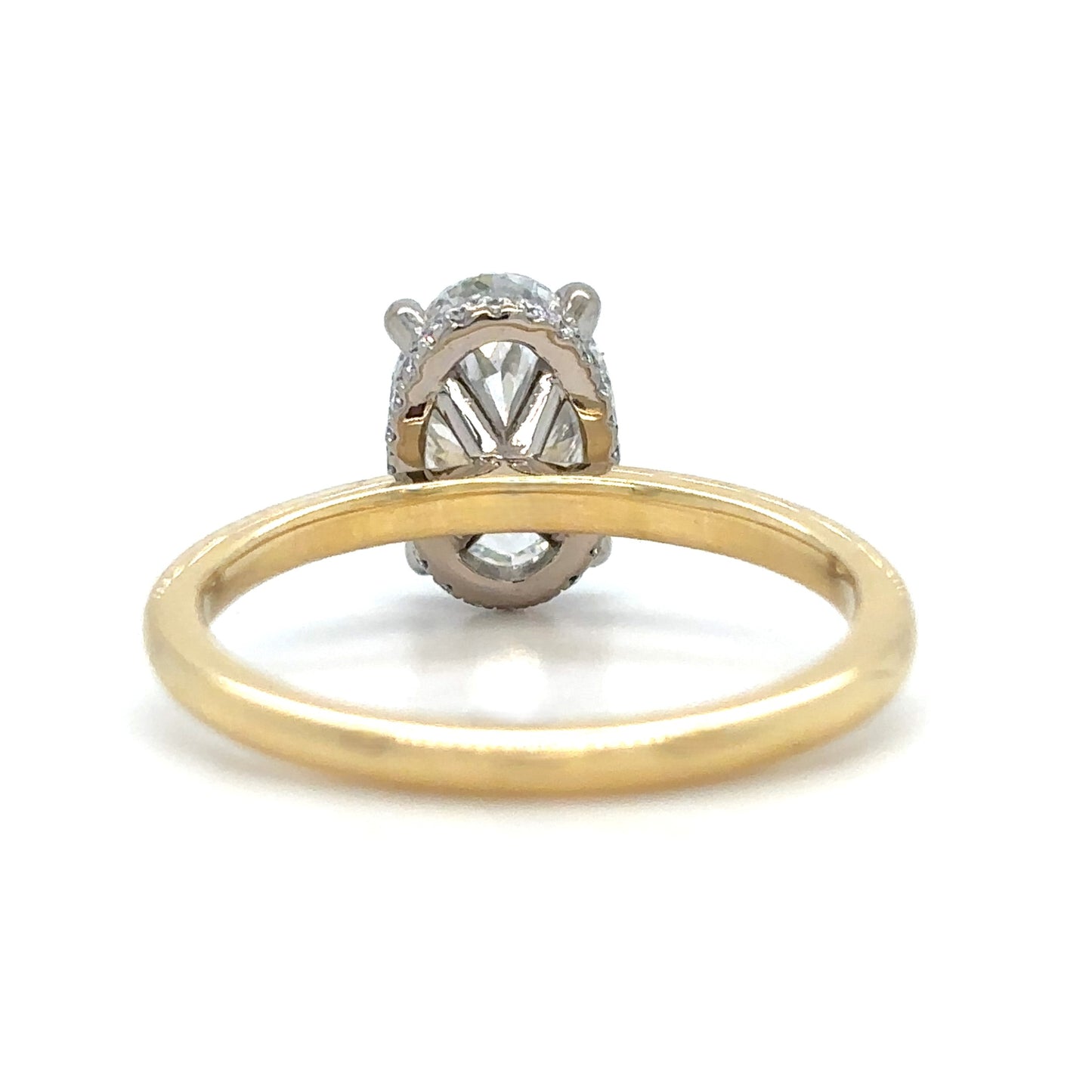 Seya– " 2ct " Oval Solitaire in 18k Gold with Hidden Halo Plain Band (Ready) - Prime & Pure