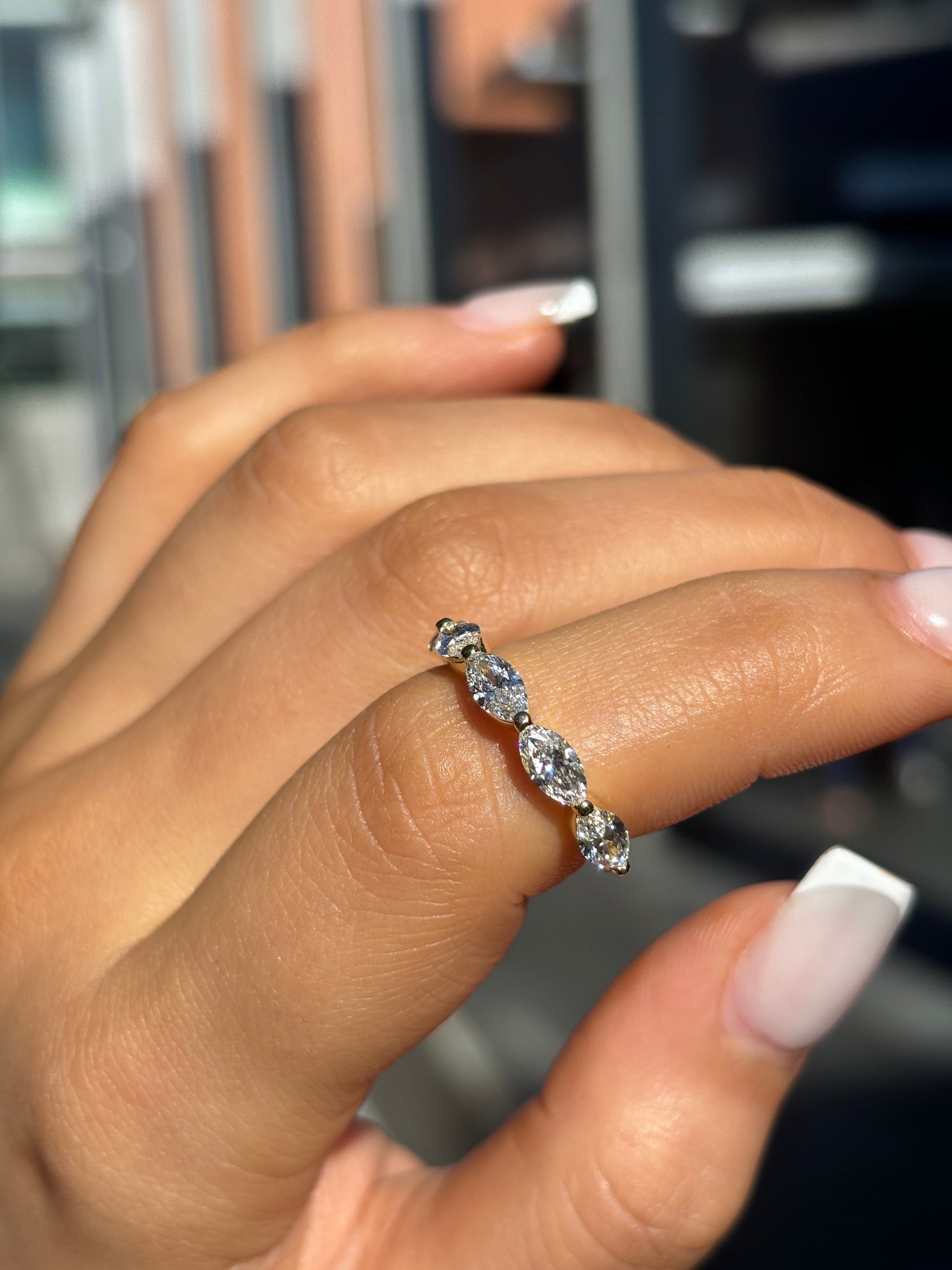 Alma - Marquise Half Eternity Wedding Ring - Prime & Pure