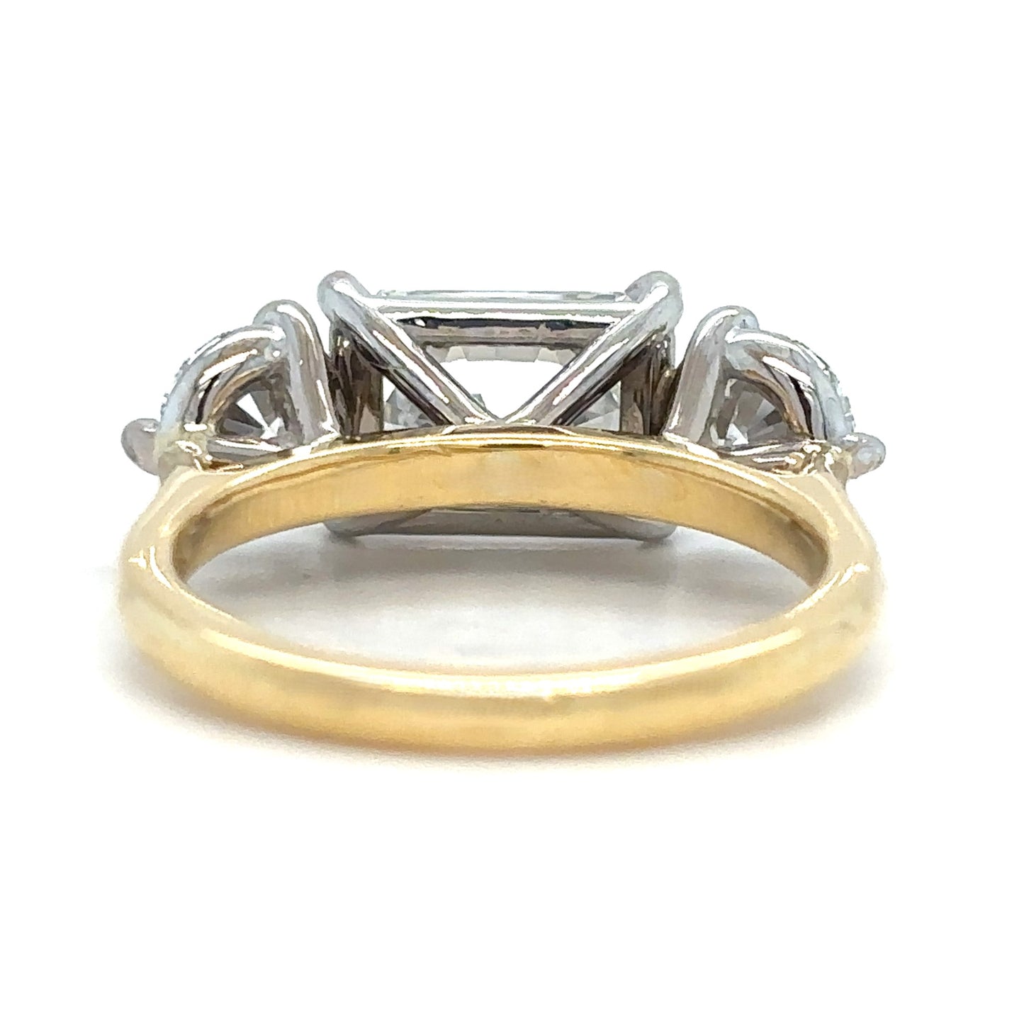 Deborah - " 2.5ct " Horizontal Radiant in 18k Gold with Round Diamonds Trilogy Ring (Ready) - Prime & Pure