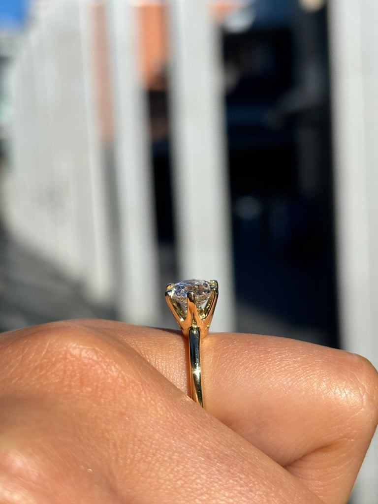 Carole – " 2ct " Round Brilliant Solitaire in 18k Gold with 6 Prong Crown Set (Ready) - Prime & Pure