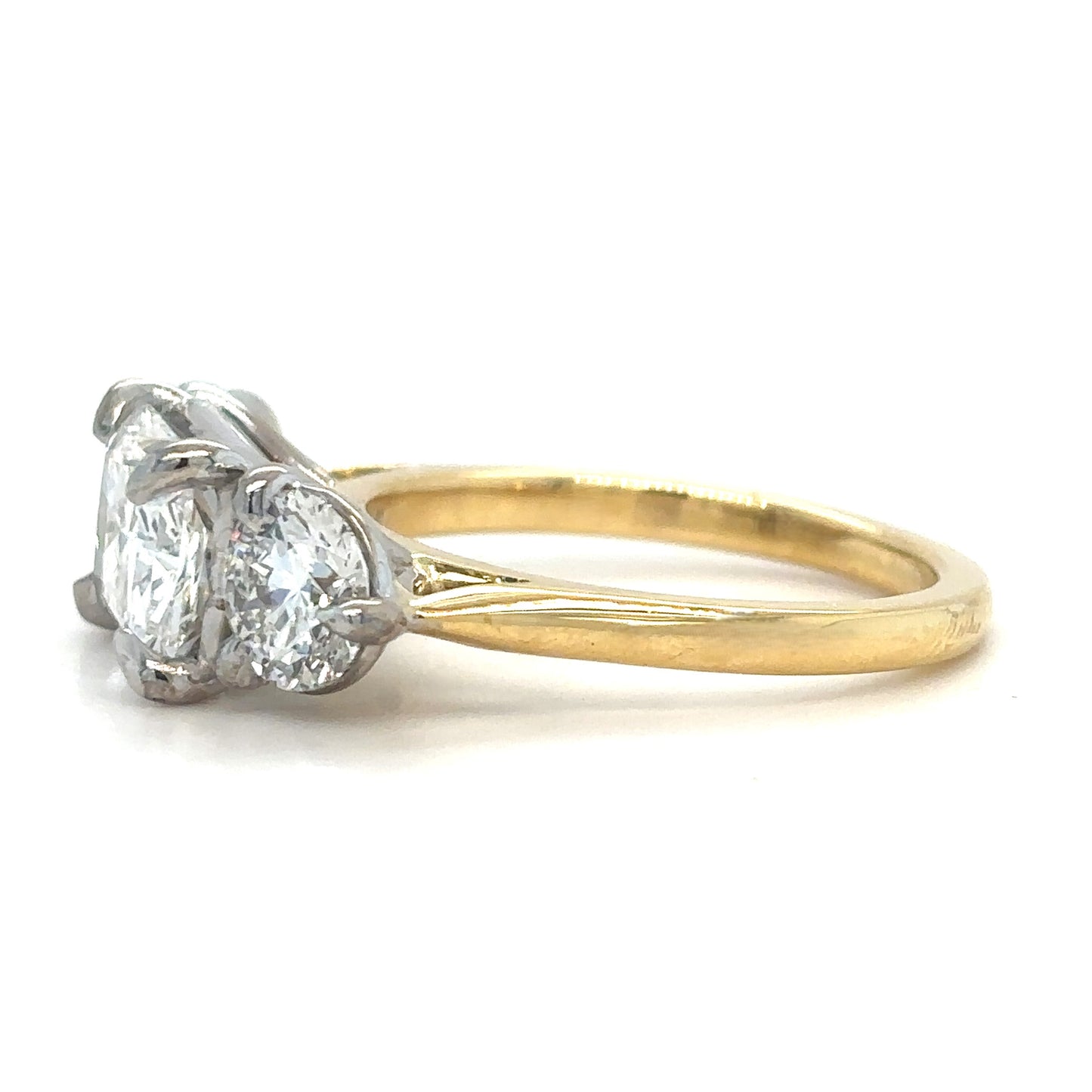 Deborah - " 2.5ct " Horizontal Radiant in 18k Gold with Round Diamonds Trilogy Ring (Ready) - Prime & Pure
