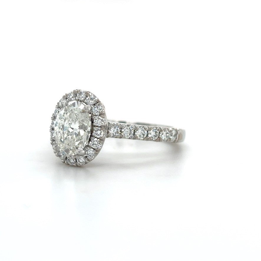 Leah - " 1.5ct " Oval Solitaire in 18k Gold With Halo And Pavé Band (Ready) - Prime & Pure