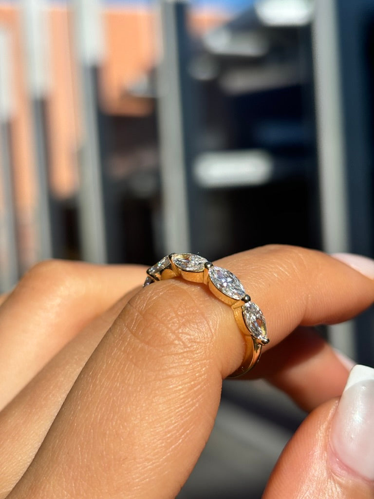 Alma - Marquise Half Eternity Wedding Ring - Prime & Pure