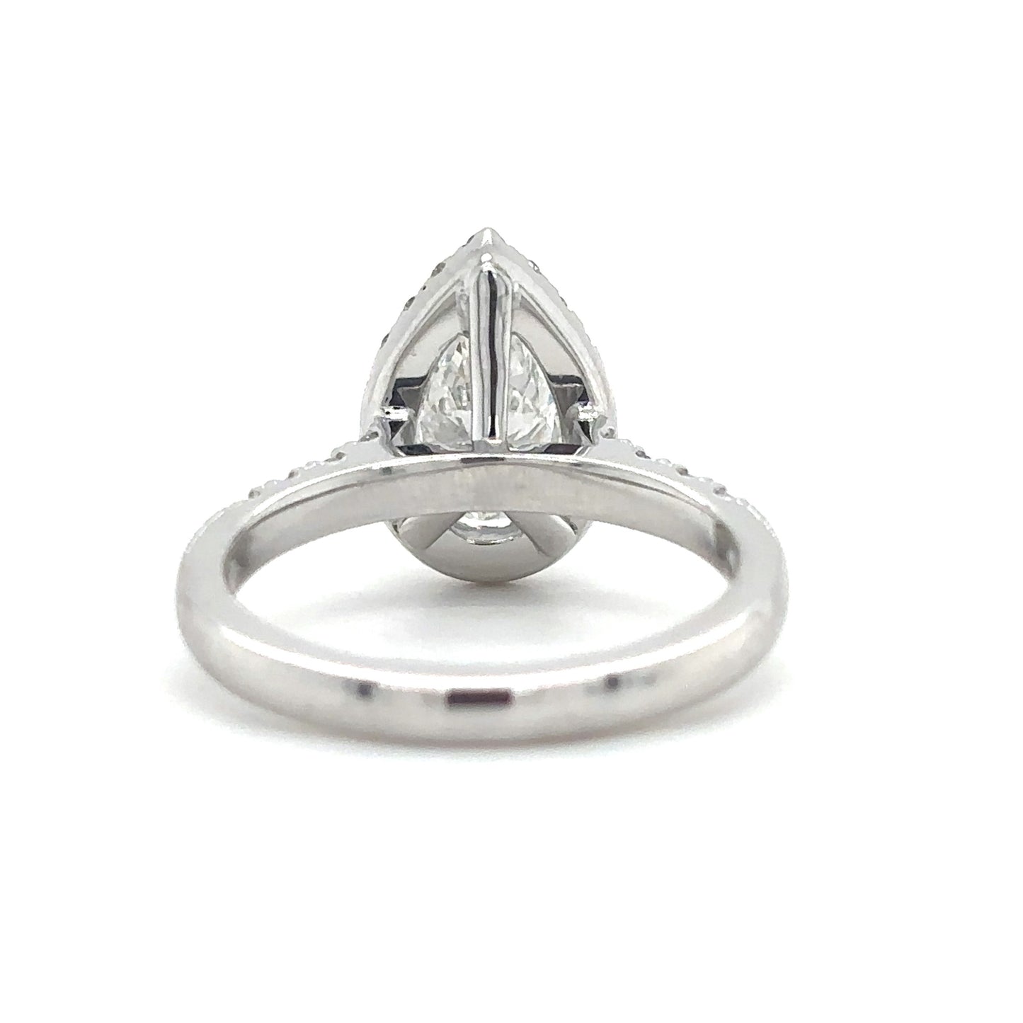 Bonnie - " 2ct " Pear Diamond Ring in 18k Gold with Halo and Pavé Half Set Band (Ready) - Prime & Pure