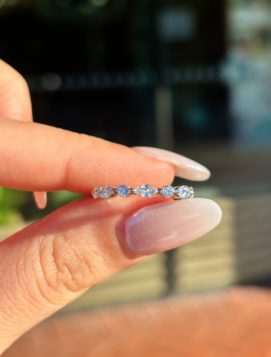 Betty - Round and Marquise Accent Stones Wedding Ring - Prime & Pure