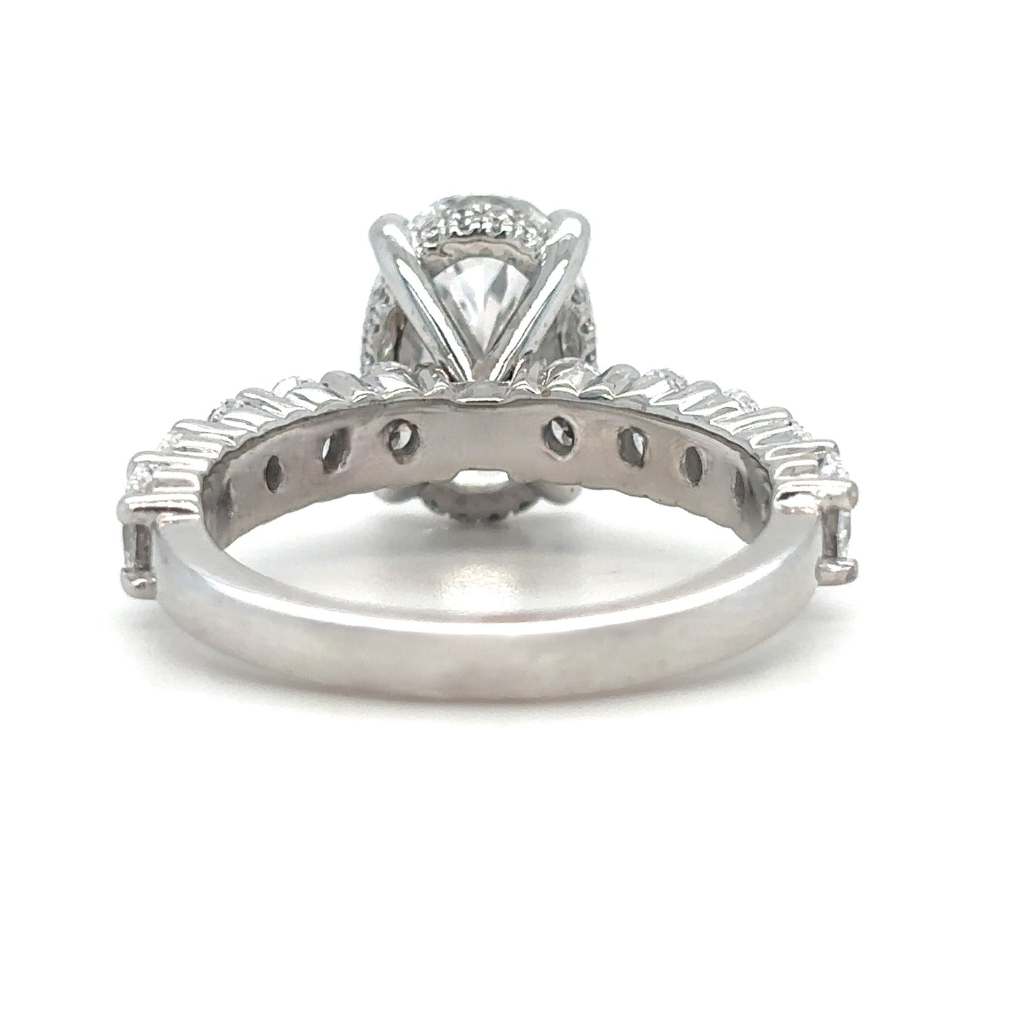 Lexie – " 3ct " Oval Solitaire in 18k Gold with Hidden Halo and Oval accent Diamonds Band (Ready) - Prime & Pure