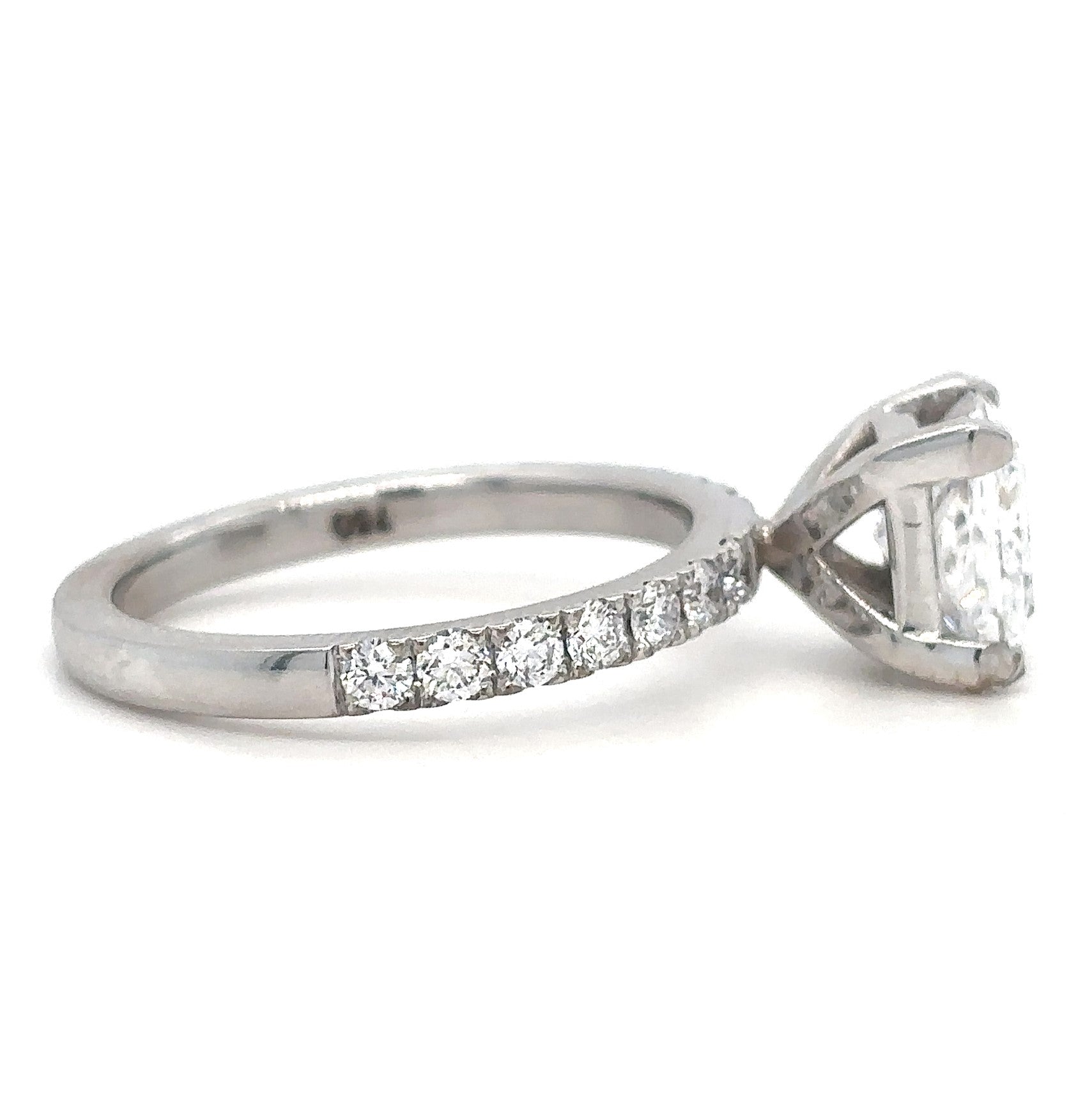 Cynthia - " 1.5ct " Princess Solitaire in 18k Gold with Half Pave set Band (Ready) - Prime & Pure