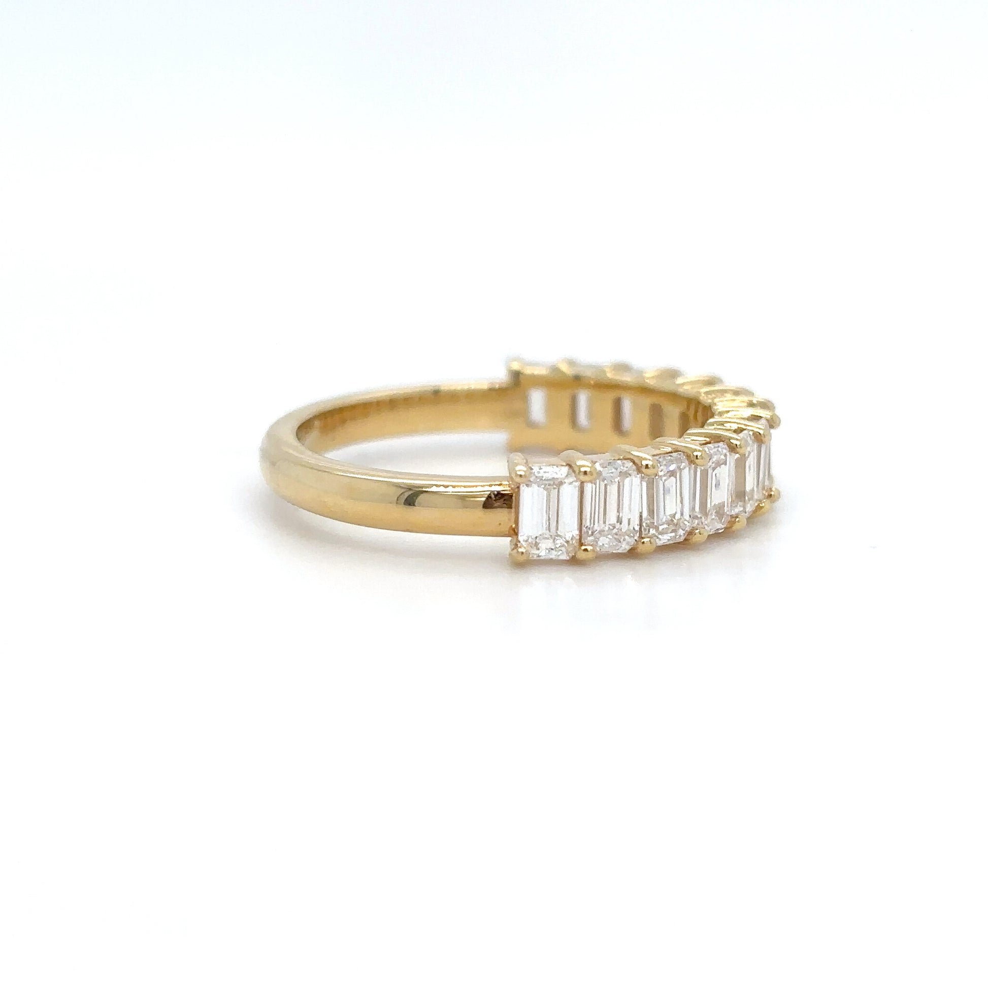 Alexandra - Emerald Basket Set Half Eternity Ring - Prime & Pure