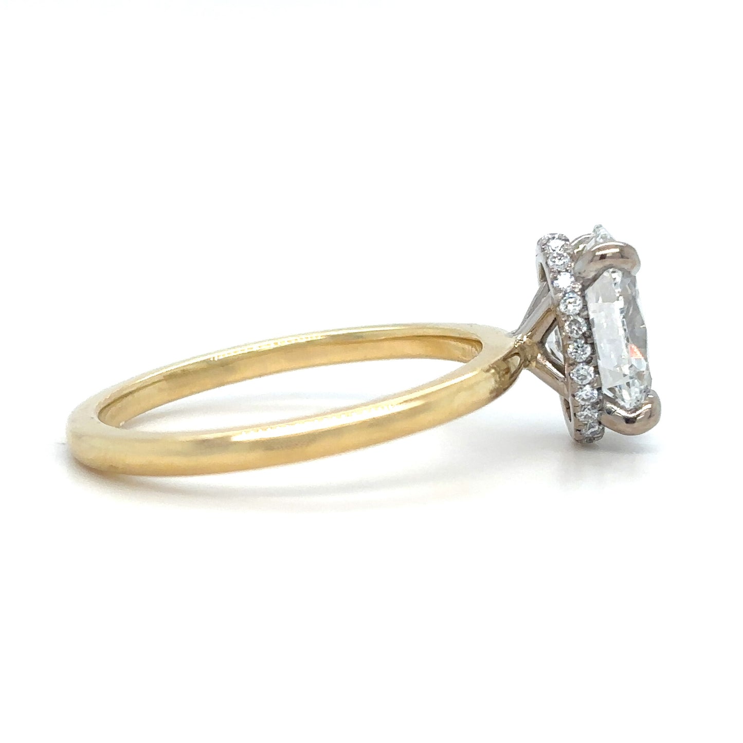 Seya– " 2ct " Oval Solitaire in 18k Gold with Hidden Halo Plain Band (Ready) - Prime & Pure