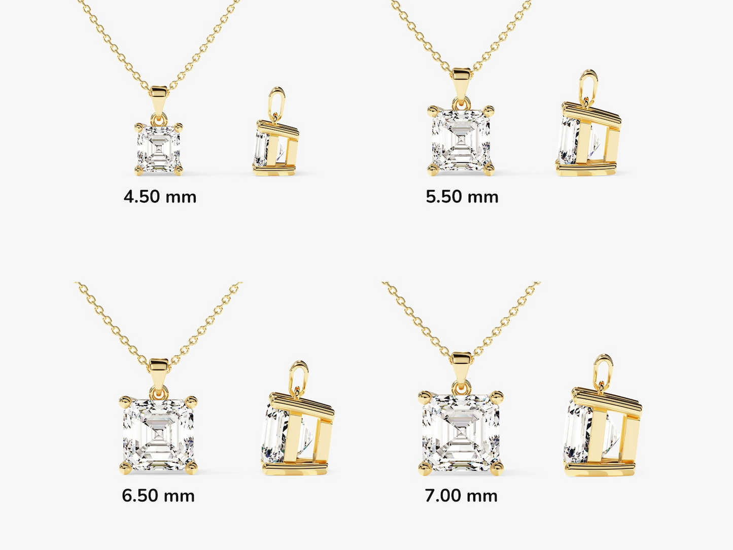 Asscher Cut Diamond Solitaire Pendant - Prime & Pure