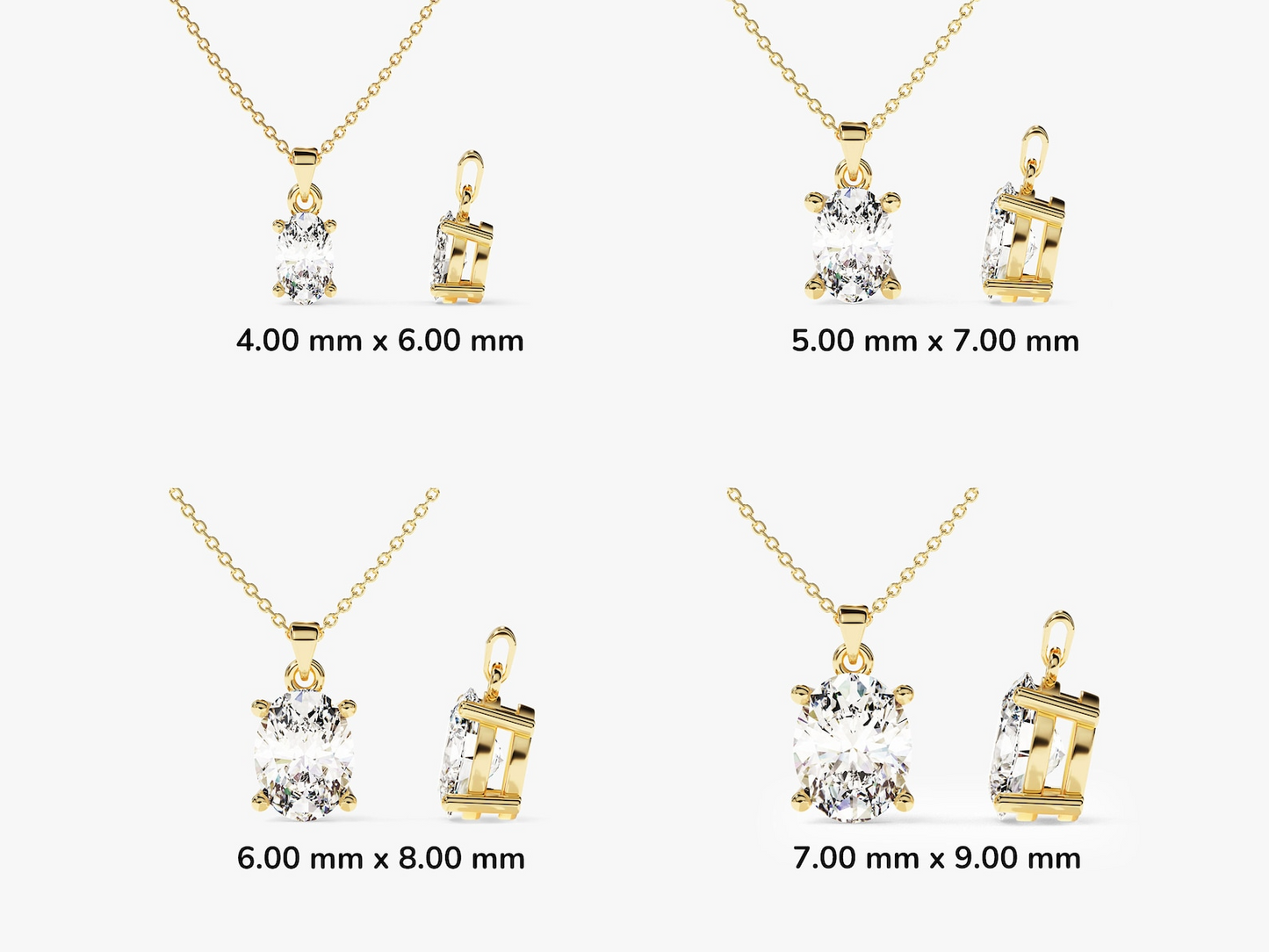 Oval cut Diamond Solitaire Pendant - Prime & Pure