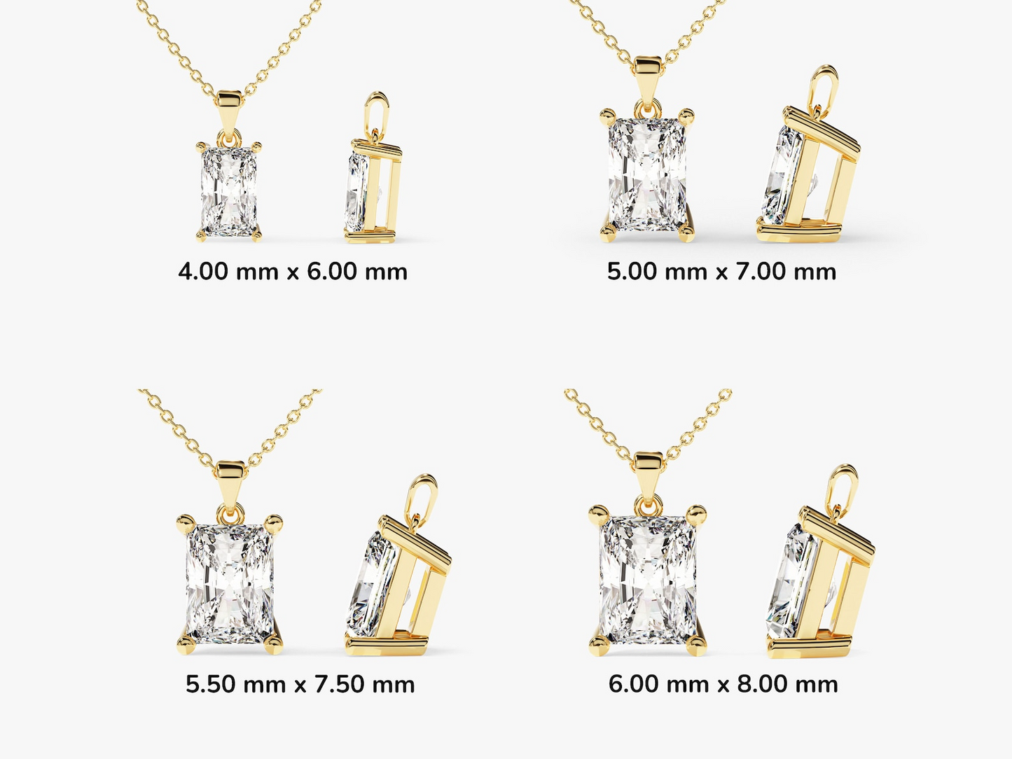Radiant Cut Diamond Solitaire Pendant - Prime & Pure